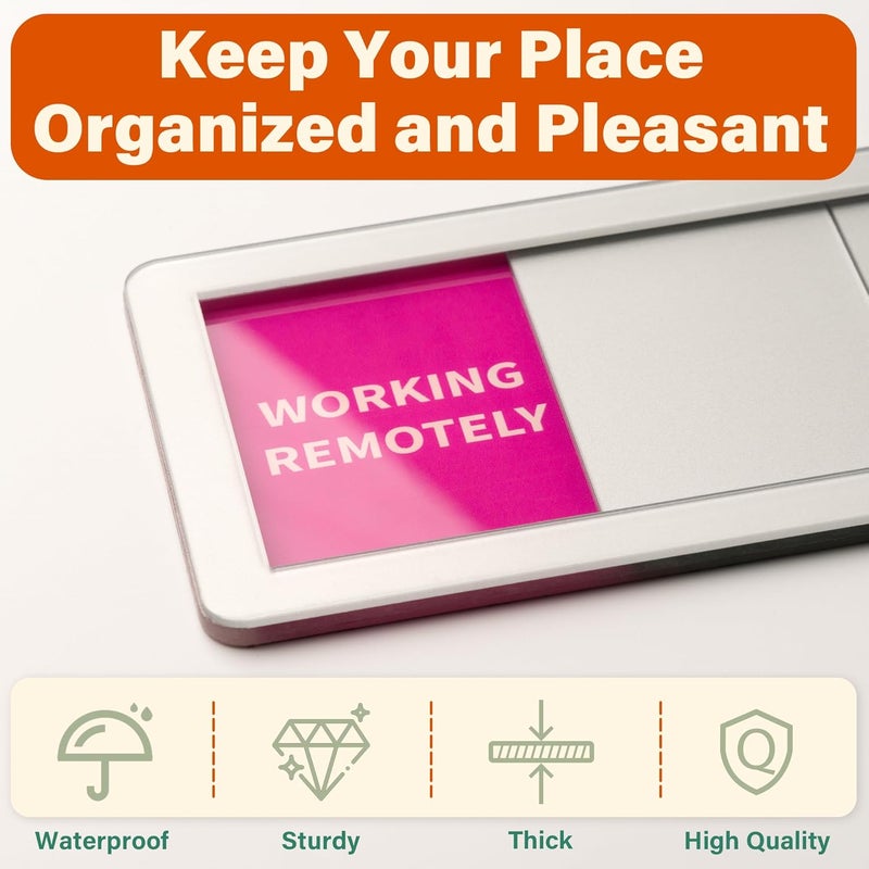 EliteSign Office Door Signs Do Not Disturb, Please Knock, In A Meeting, Out Of Office, Working Remotely 5 Options Privacy Door Slider Sign for Meeting & Conference Room Frosted Silver - Image 2